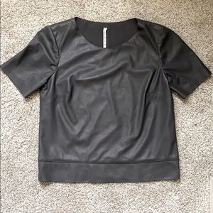 Grey faux leather top